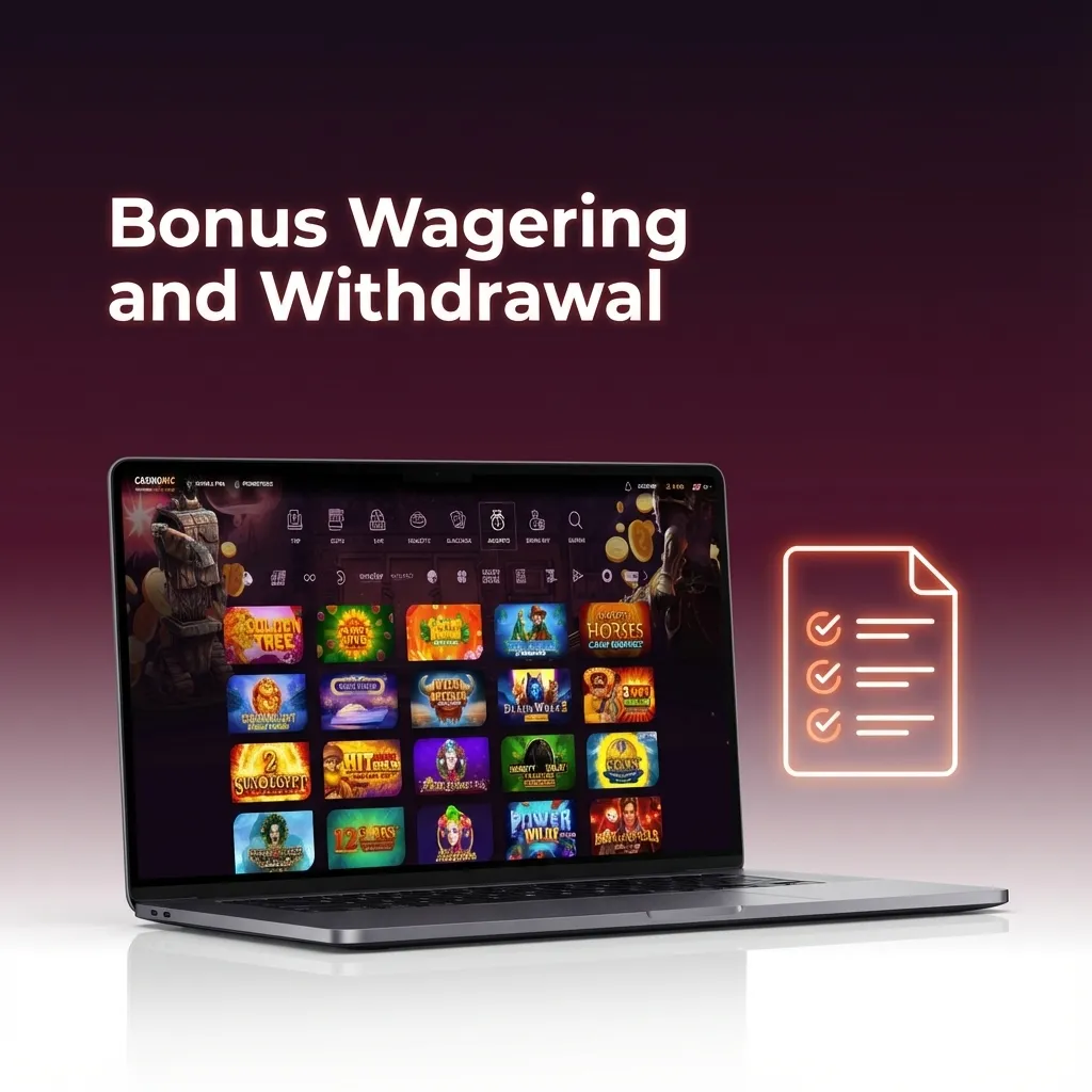 Diagram showing separate bonus and cash balances, wagering requirements, and rules for casino games and sports betting withdrawals