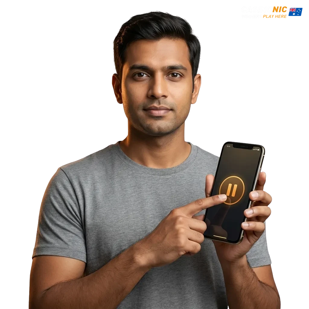 Illustration of a player setting gambling limits on a screen, emphasizing safe, responsible gaming and financial control.