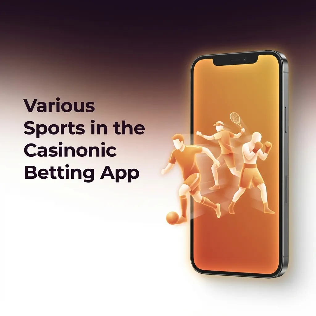 Casinonic betting app screen showing icons for popular sports, live odds, and markets like single, system, and accumulator bets